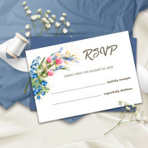 Rustic Wildflowers RSVP Wedding Card
