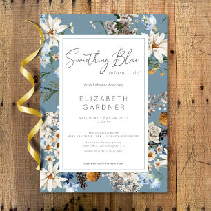 Rustic Wildflowers Something Blue Bridal Shower Invitation
