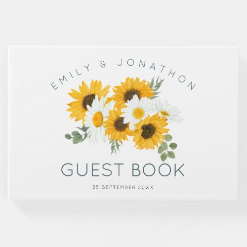 Rustic Wildflowers Sunflowers Wedding Guest Book