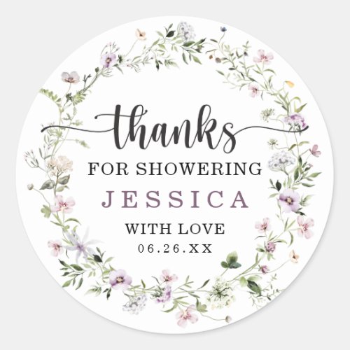 Rustic Wildflowers Thank You Favor Square Sticker