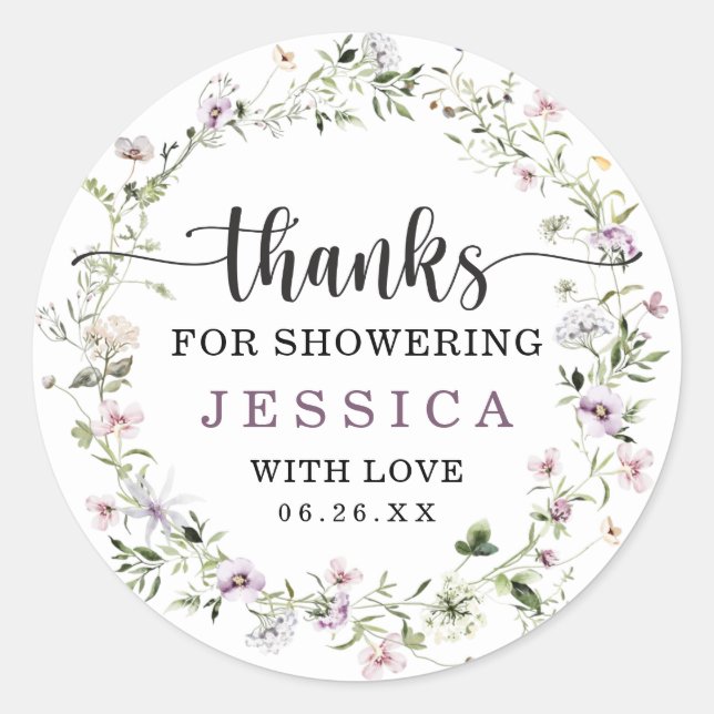 Rustic Wildflowers Thank You Favor Square Sticker (Front)