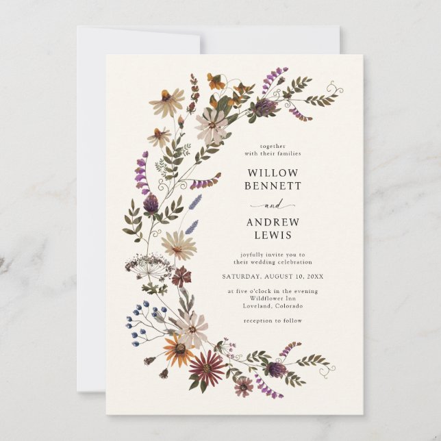 Rustic Wildflowers Wedding Invitation (Front)