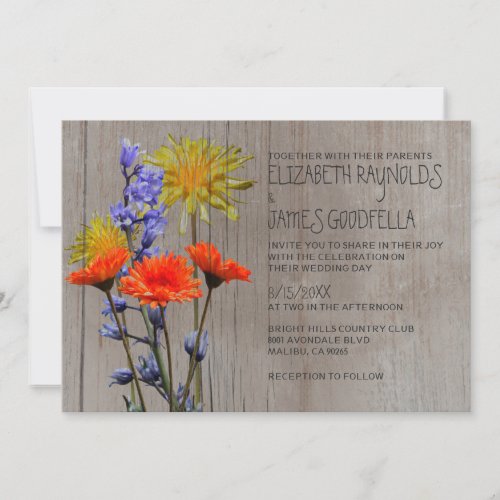 Rustic Wildflowers Wedding Invitations