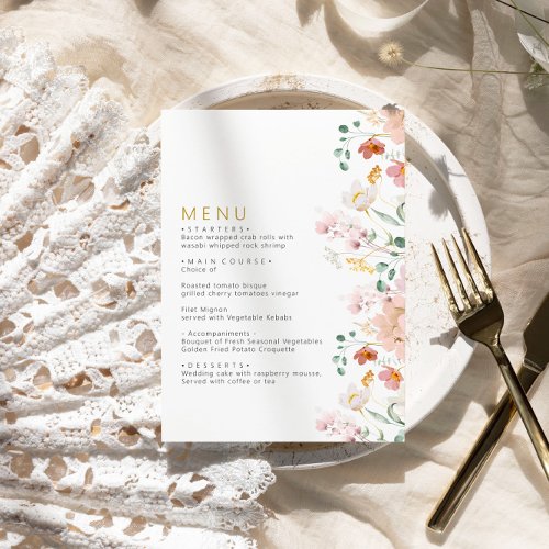 Rustic Wildflowers Wedding Menu