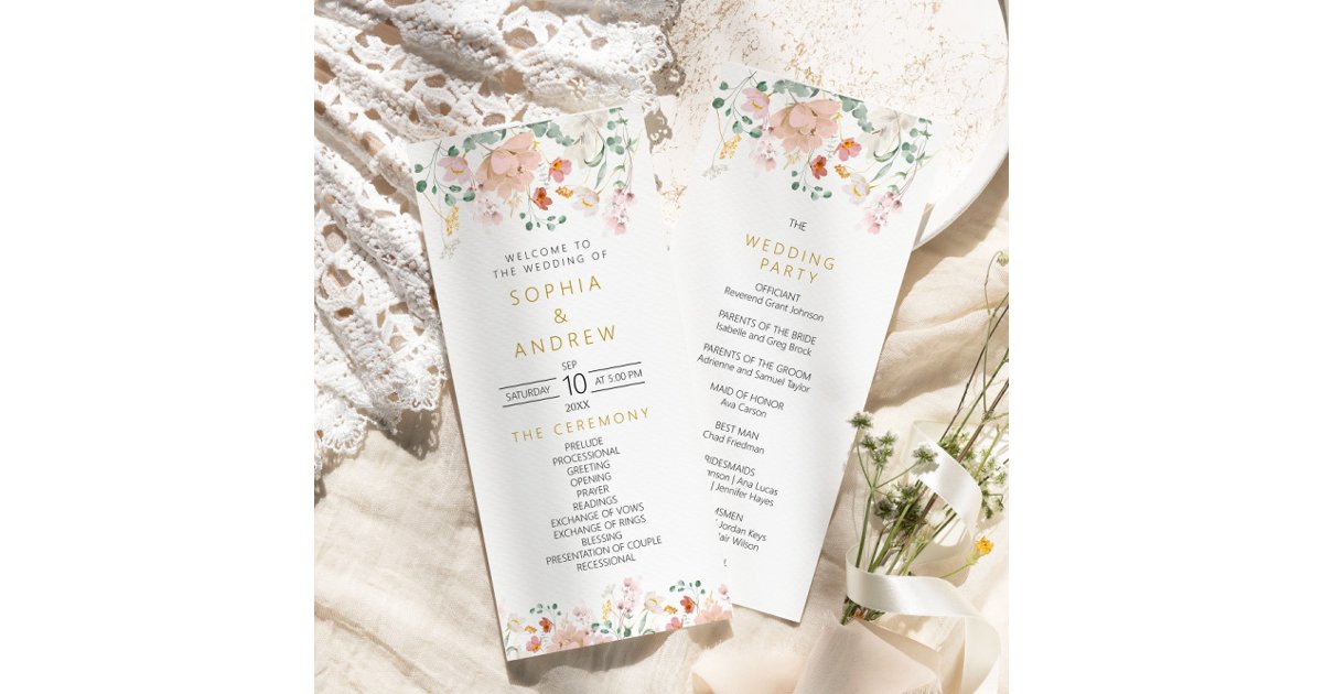 Rustic Wildflowers Wedding Programs | Zazzle