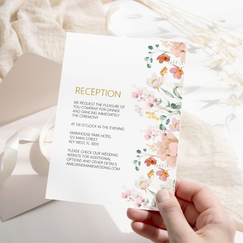 Rustic Wildflowers Wedding Reception Cards