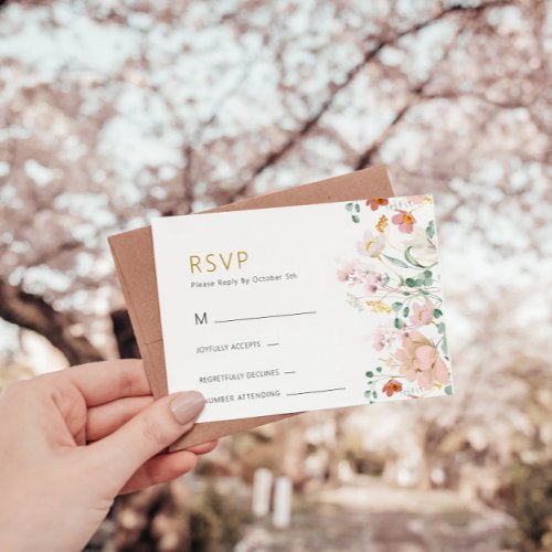 Rustic Wildflowers Wedding RSVP Cards