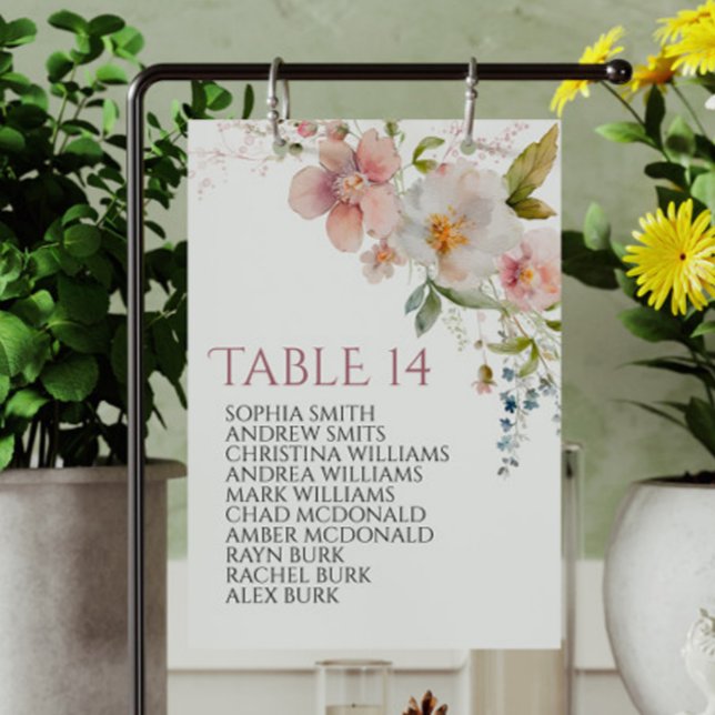 Rustic Wildflowers Wedding Seating Chart Cards (Creator Uploaded)
