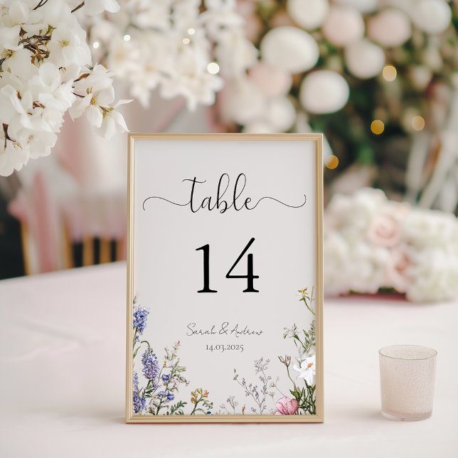 Rustic Wildflowers Wedding Table Number (Creator Uploaded)