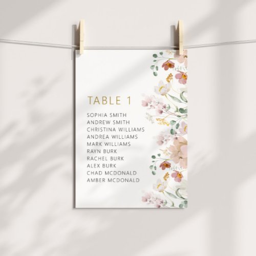 Rustic Wildflowers Wedding Table Numbers 1