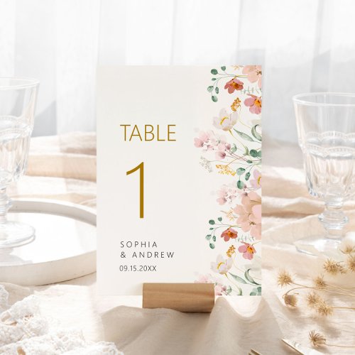 Rustic Wildflowers Wedding Table Numbers 1