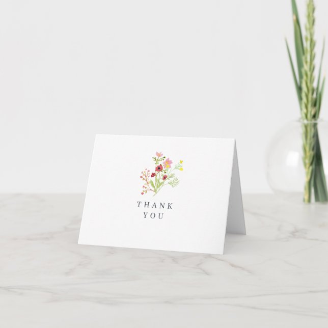Rustic Wildflowers Wedding Thank You Card (Front)