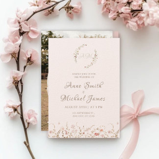 Rustic Wildflowers with Photo Boho Country Floral Invitation