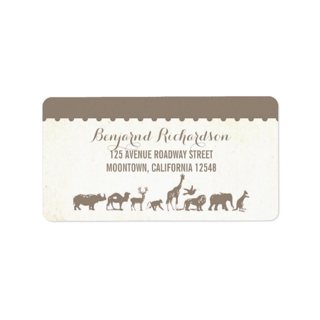 rustic wildlife animal zoo wedding address labels (Front)
