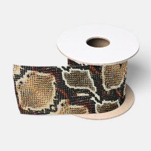 Rustic wildlife beige black python snake print satin ribbon