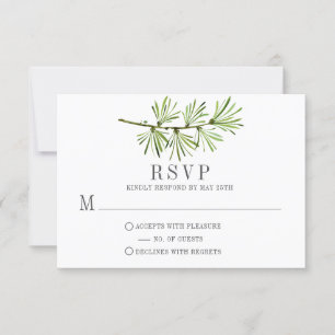Rustic Wildwoods Pine Branch Minimalist RSVP Card