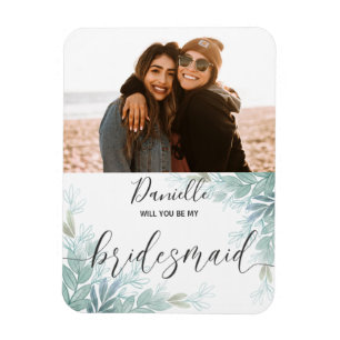 Rustic Will You Be My Bridesmaid Green Wedding Magnet
