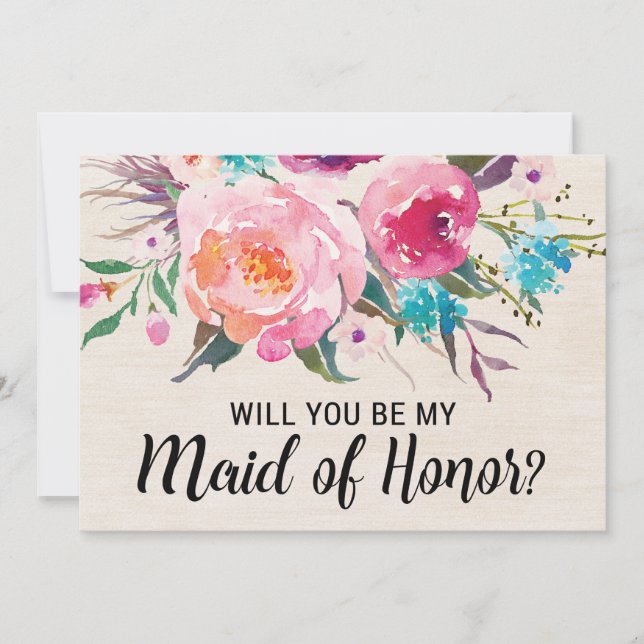 Rustic Will You be my Maid of Honor Card (Front)