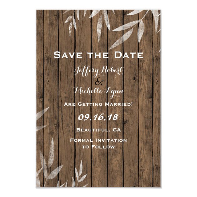Rustic Willow On Wood Save The Date Wedding Invite