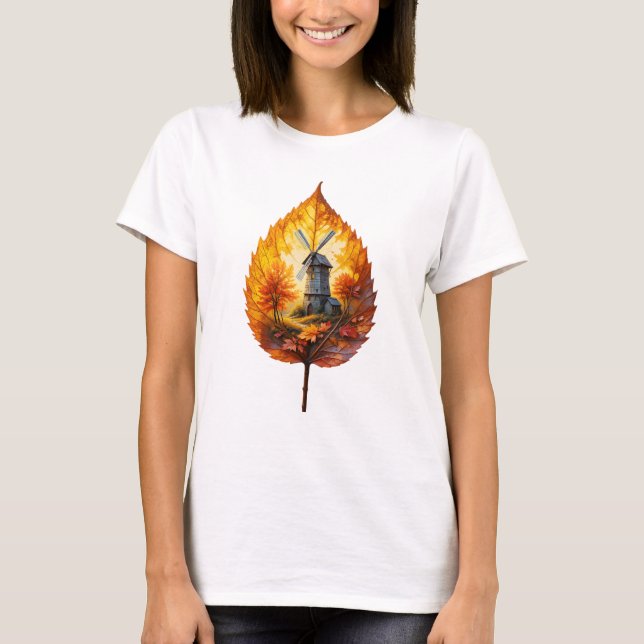 Rustic Windmill in Autumn Glow T-Shirt (Front)