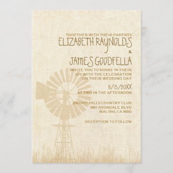 Rustic Windmill Wedding Invitations by topinvitations at Zazzle