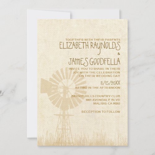 Rustic Windmill Wedding Invitations
