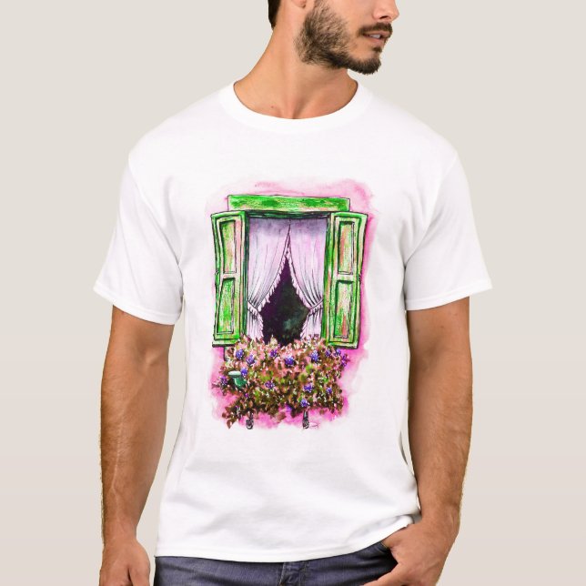 Rustic Windows: Watercolor Sketch Provance. T-Shirt (Front)