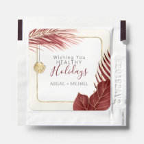 Rustic Wine and Gold Tropical Healthy Holidays Hand Sanitizer Packet
