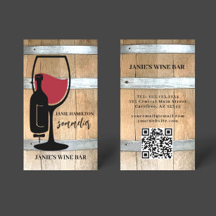 Rustic Wine Bar Winery QR Code Business Card