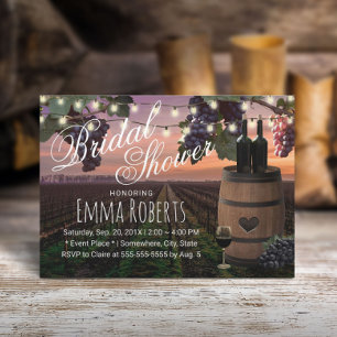 Rustic Wine Barrel Country Vineyard Bridal Shower Invitation