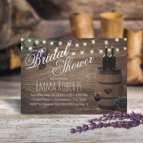 Rustic Wine Barrel Country Winery Bridal Shower Invitation