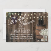 Rustic Wine Barrel Floral Jar Winery Bridal Shower Invitation (Front)