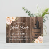 Rustic Wine Barrel Vintage Floral Bridal Shower Invitation (Standing Front)