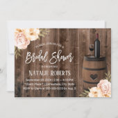 Rustic Wine Barrel Vintage Floral Bridal Shower Invitation (Front)