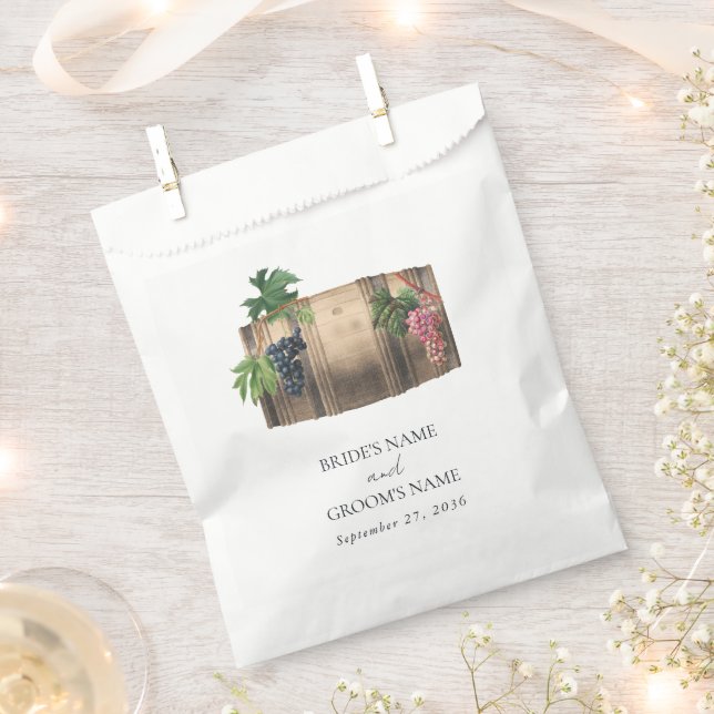 Rustic Wine Barrel Winery Vineyard Wedding Favor Bag (Clipped)