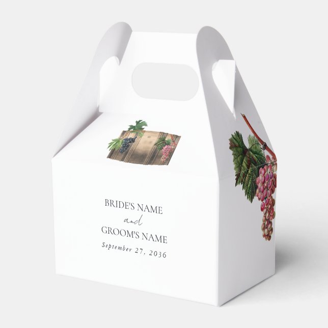 Rustic Wine Barrel Winery Vineyard Wedding Favor Boxes (Front Side)