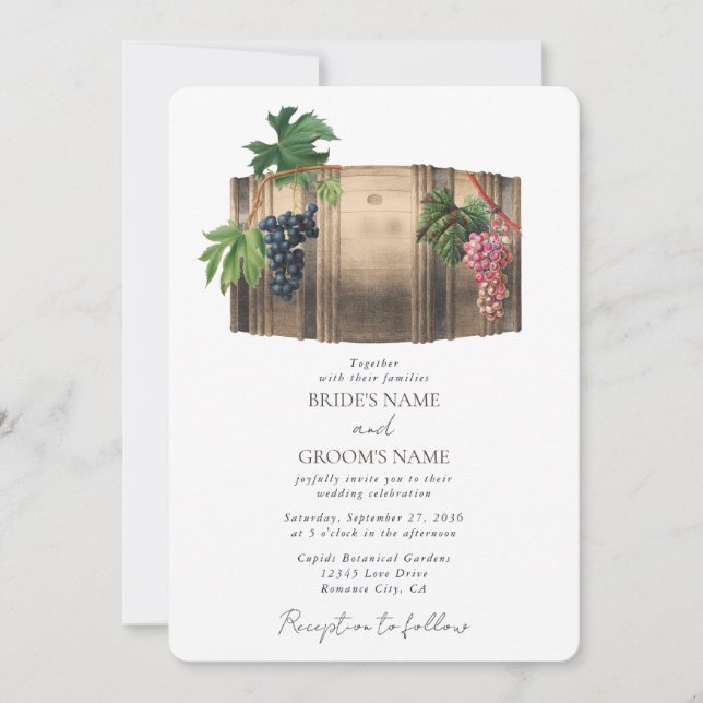 Rustic Wine Barrel Winery Vineyard Wedding Invitation (Front)