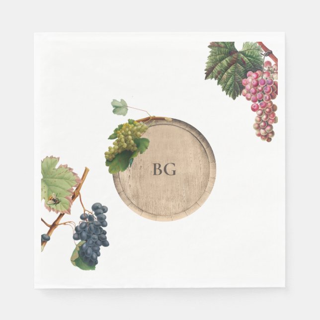 Rustic Wine Barrel Winery Vineyard Wedding Napkins (Front)