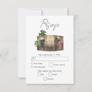 Rustic Wine Barrel Winery Vineyard Wedding RSVP Card