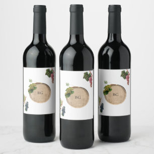 Rustic Wine Barrel Winery Vineyard Wedding Wine Label