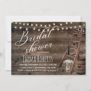 Rustic Wine Barrel & Wooden Ladder Bridal Shower Invitation