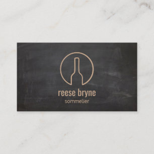 Rustic Wine Bottle Logo Sommelier Business Card