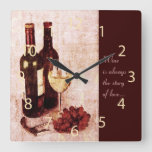 Rustic Wine Bottles And Wine Glass Clock at Zazzle