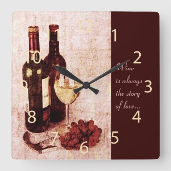 Rustic Wine Bottles And Wine Glass Clock by myworldtravels at Zazzle