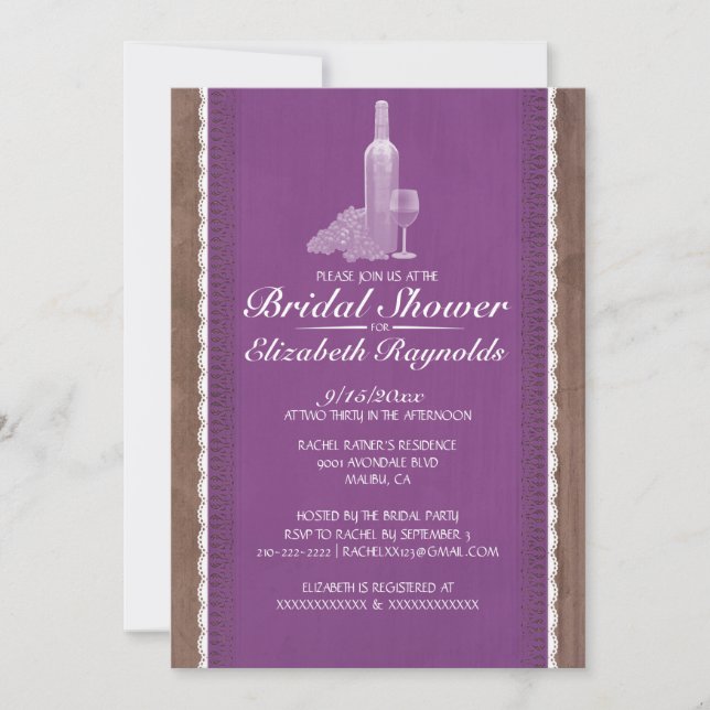 Rustic Wine Bottles Bridal Shower Invitations (Front)