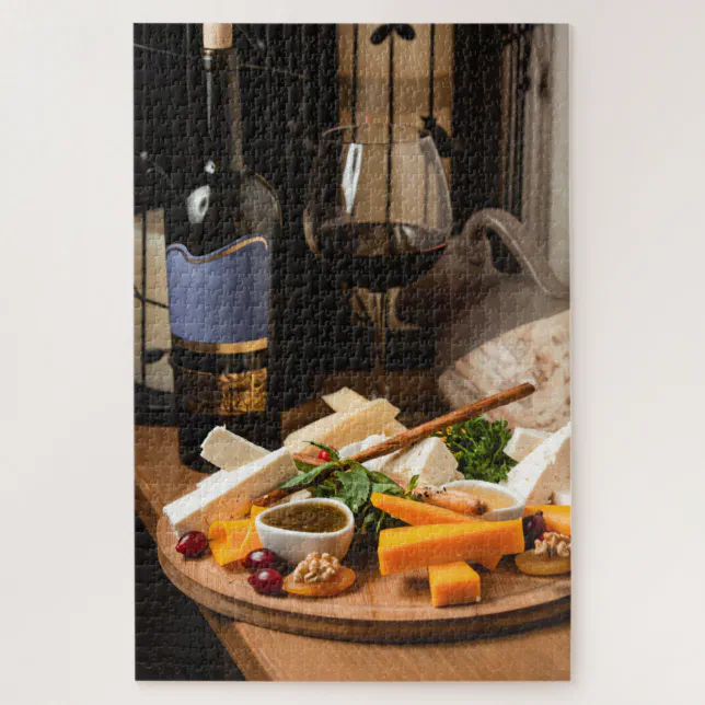 Rustic Wine Cheese Platter Tasty Food Jigsaw Puzzle Zazzle