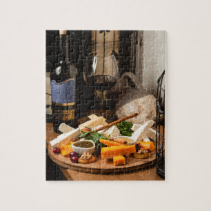 Rustic Wine Cheese Platter Tasty Food Jigsaw Puzzle