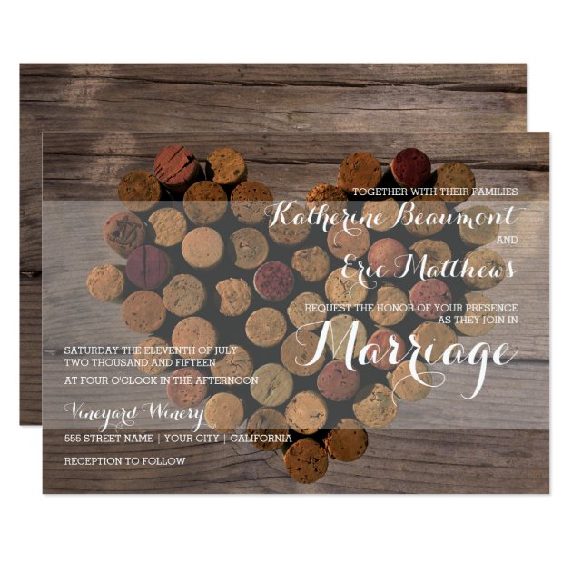 Rustic Wine Cork Wedding Invitation