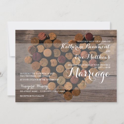 Rustic Wine Cork Wedding Invitation 5" X 7" Invitation Card