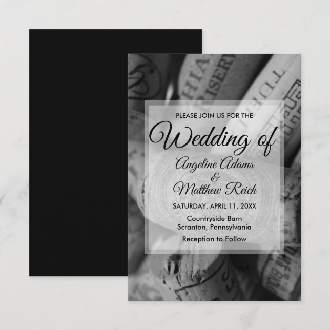 Rustic Wine Cork Wedding Invitation (Front/Back)
